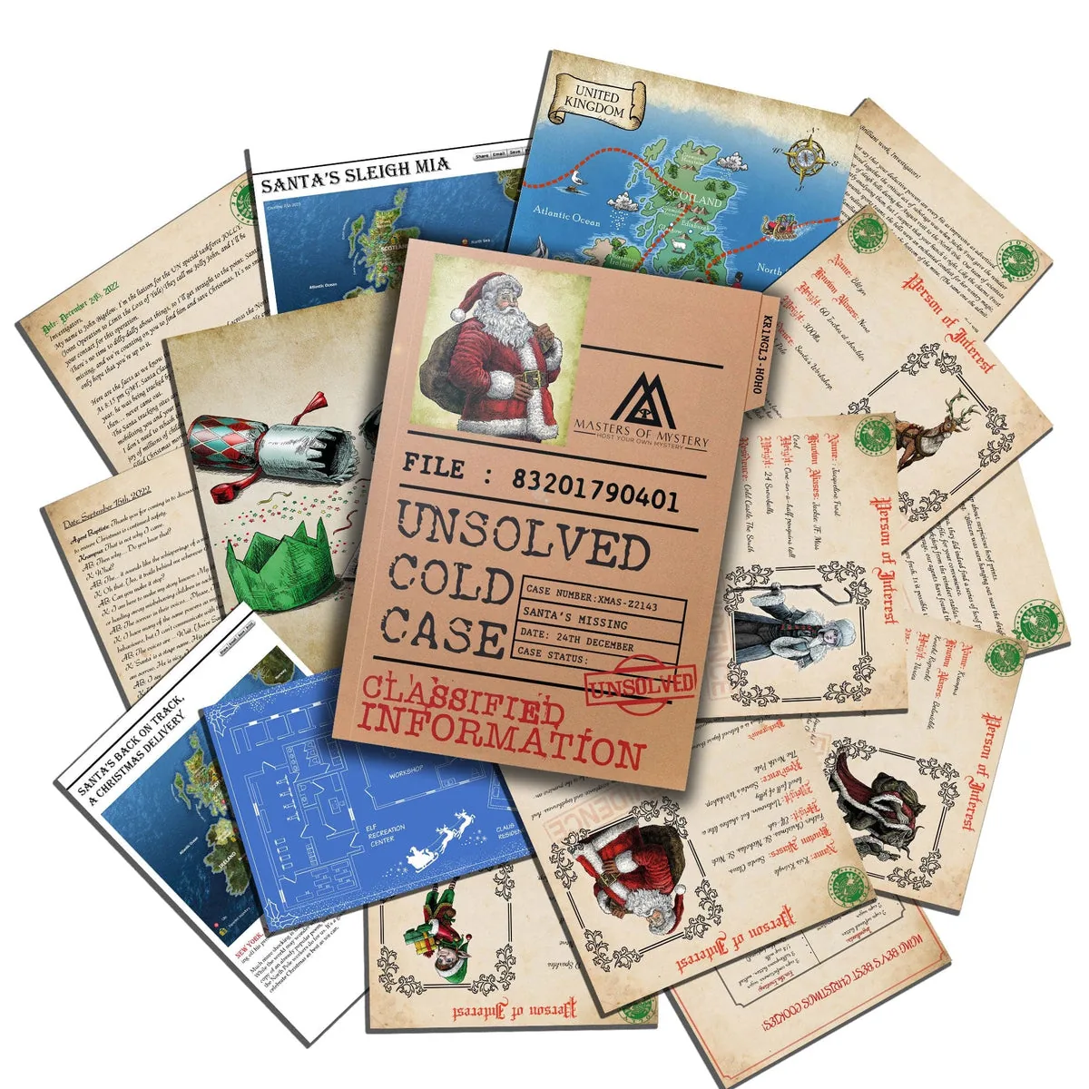 Christmas murder-mystery party kit
